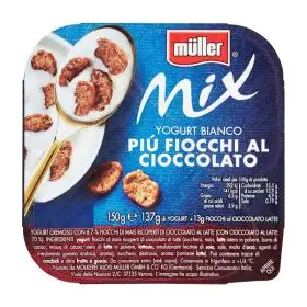Müller Mix yogurt bianco e  fiocchi al cioccolato gr. 150