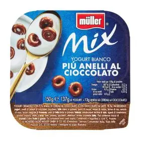 Müller Mix yogurt bianco e anelli al cioccolato gr. 150
