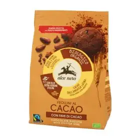 Alce Nero Organic Cocoa shortbread biscuits with cocoa beans 250g